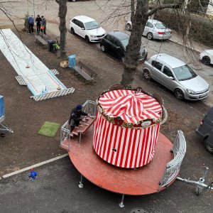 Aufbau Eisstockschiessen